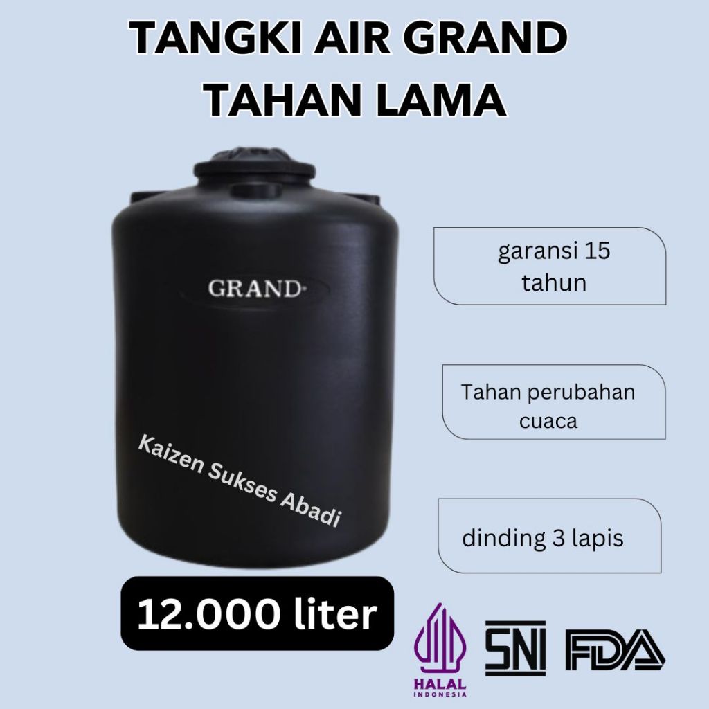 tandon tangki toren air plastik merek grand GBL 12000 10000 liter termurah terdekat kualitas penguin