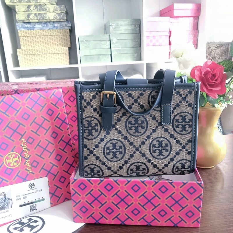 tas slempang TB monogram mini tote free box + invoice + bubble wrap