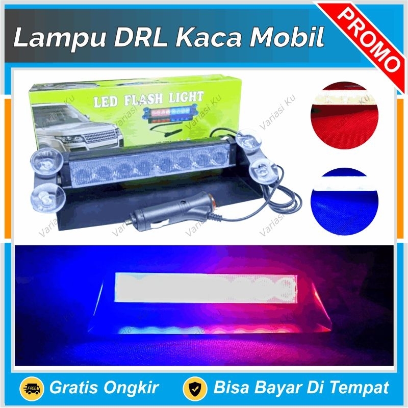 LAMPU LED MOBIL KEDIP TEMPEL KACA DASHBOARD KABIN DEPAN 8 TITIK MATA LED BIRU MERAH AVANZA XENIA JAZ