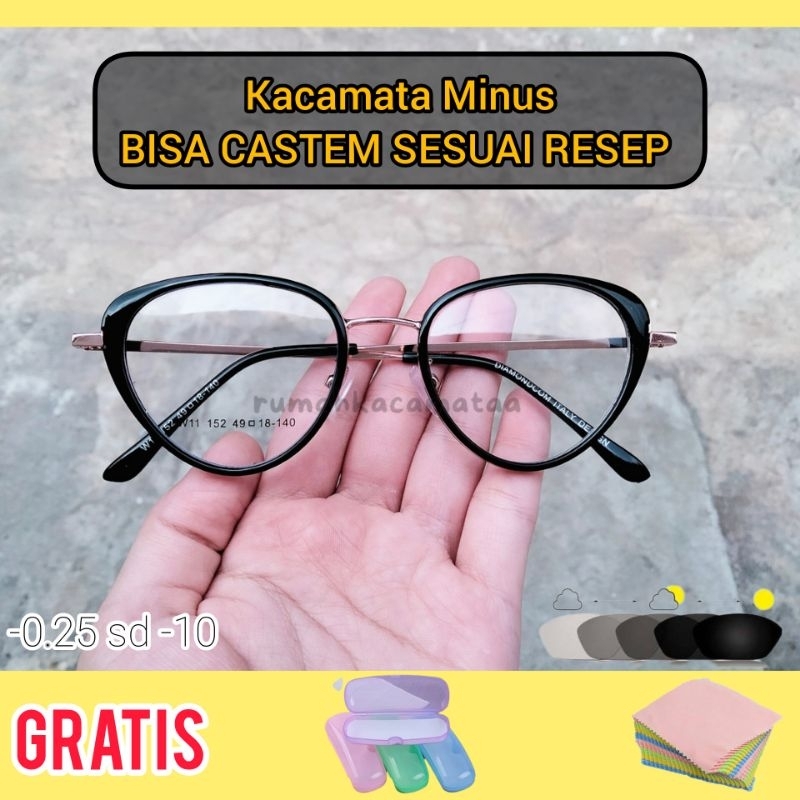 Kacamata Minus Photocromic Kacamata Minus Tinggi -0.25 sd -10.00 Kacamata Minus cateye