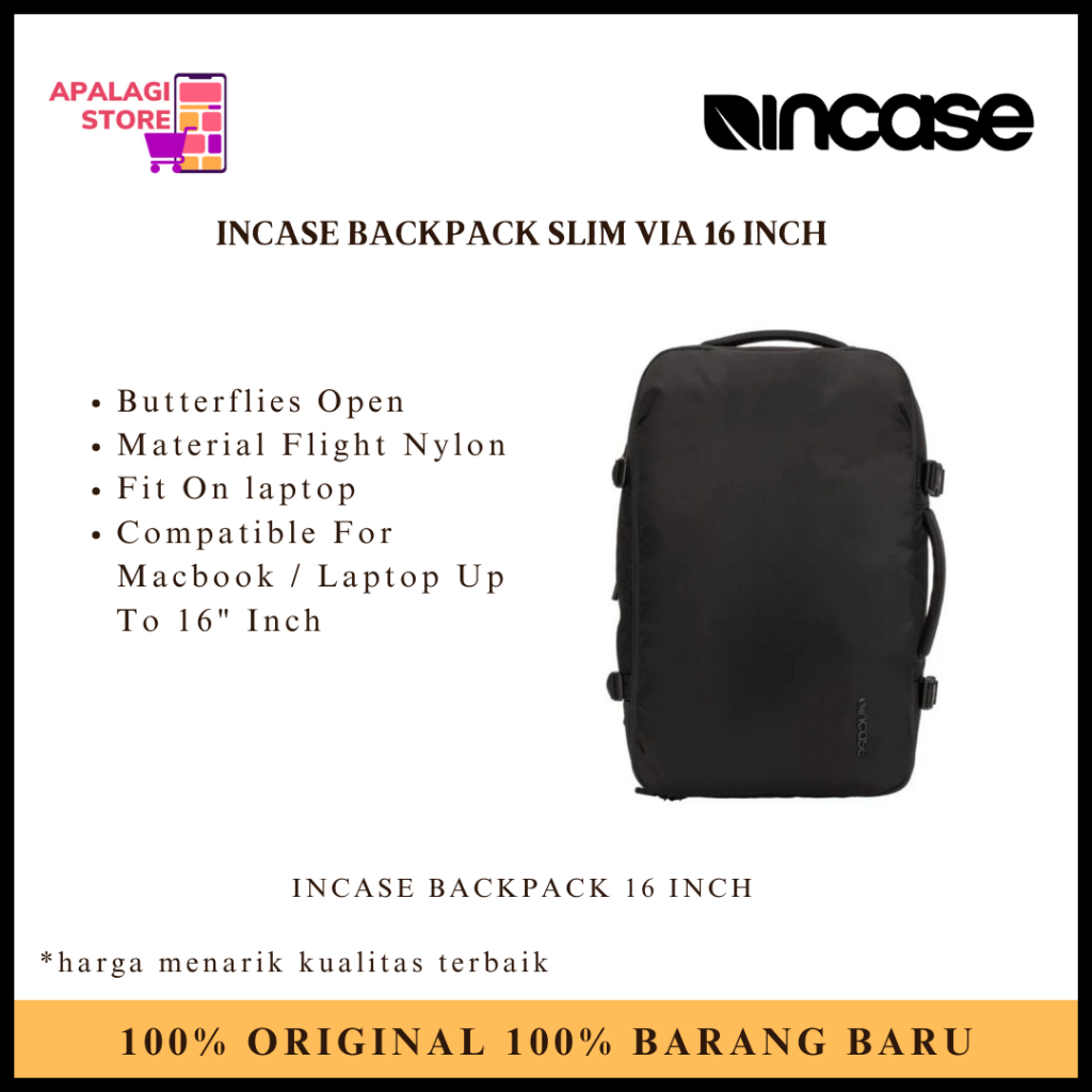 Backpack Incase Slim Via With Flight Nylon Black - Tas Ransel