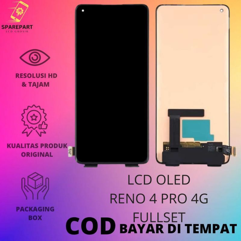 LCD FULLSET AMOLED RENO 4PRO 4G / RENO 4 PRO 4G ORIGINAL AMOLED FINGERPRINT TOUCHSCREEN LCD