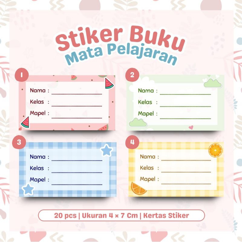 

[20 pcs] Stiker Buku Mata Pelajaran Label Nama