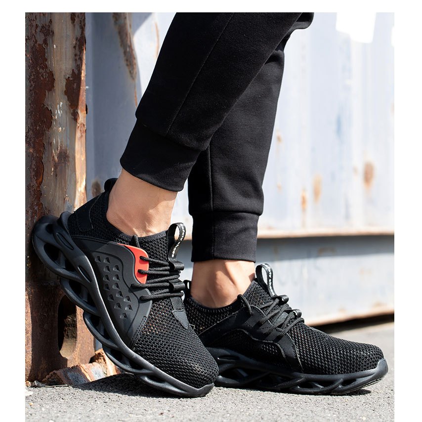 Sepatu Safety Sneakers Sport Ujung Besi Warna Hitam