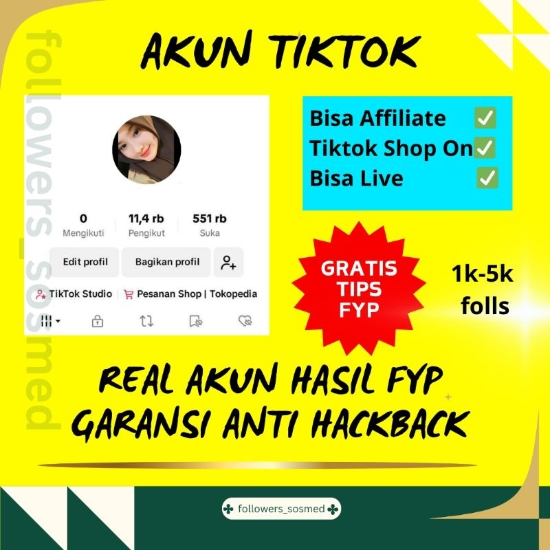 AKUN TIKTOK REAL FYP 10K-15K FOLLOWERS