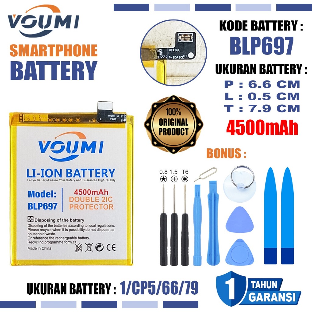 VOUMI BLP697 Baterai Battery Double IC Power high Capacity Compatible Hp Oppo F11 Pro - F11pro - CPH