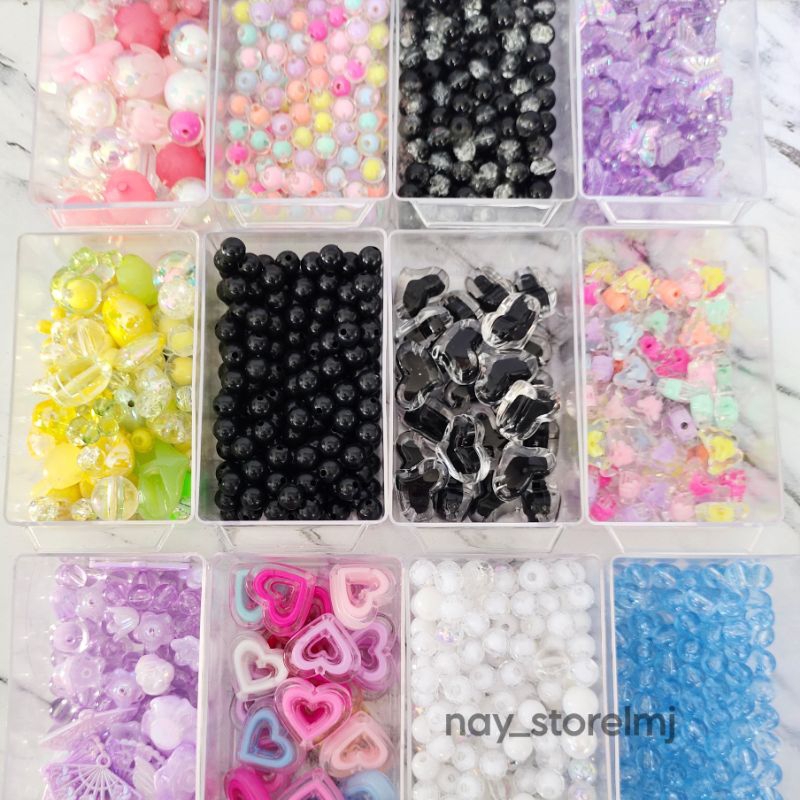 Manik Mote Bening transparan/akrilik/manik gelang/Mote