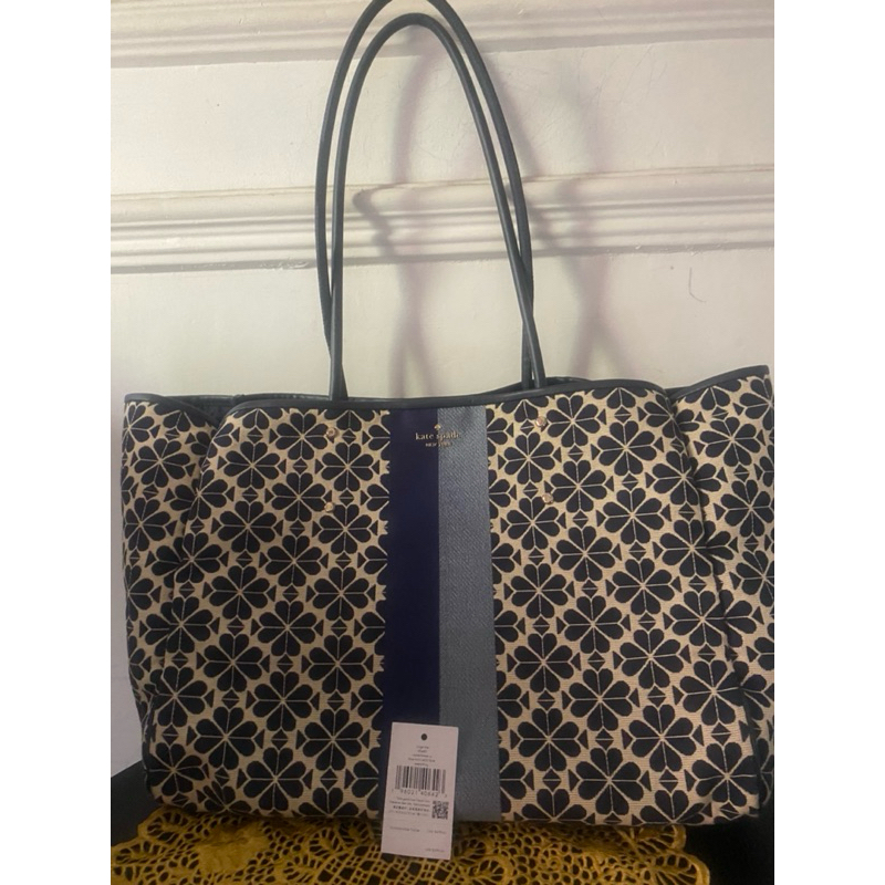 Kate Spade Flower Jacquard Large Tote Blue