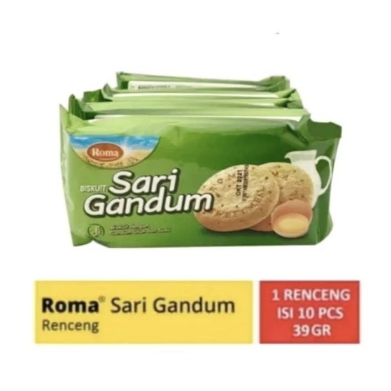 

Roma sari gandum biskuit 1 renceng isi 10 sachet