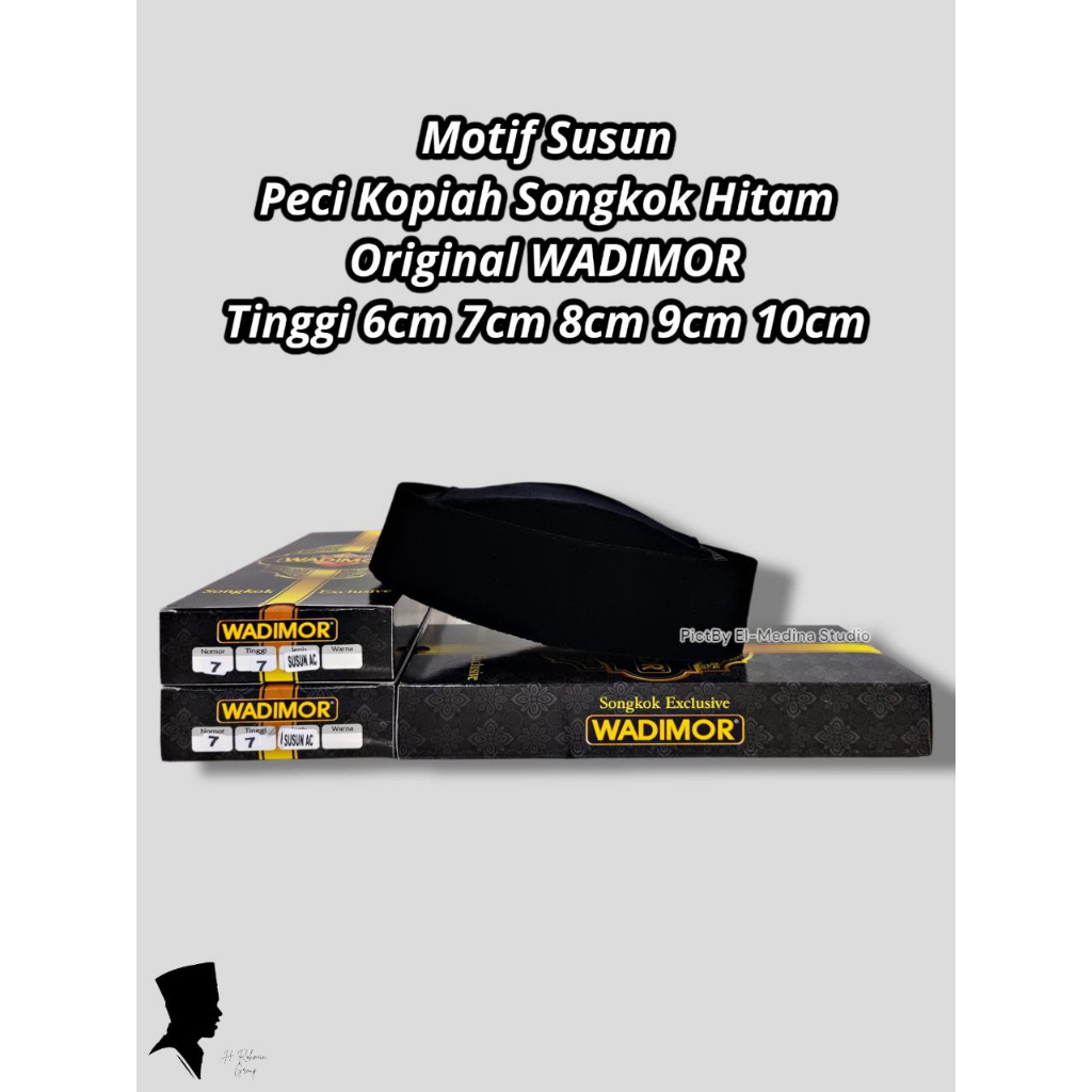 Wadimor Songkok Hitam Motif Susun Ac Tinggi 6cm 7cm 8cm 9cm 10cm Terbaru