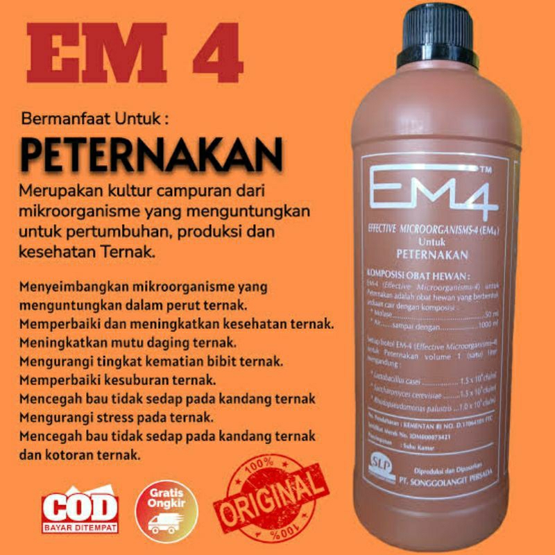Probiotik hewan ternak unggas ayam kambing sapi entok angsa bebek Em4 peternakan 1 Liter