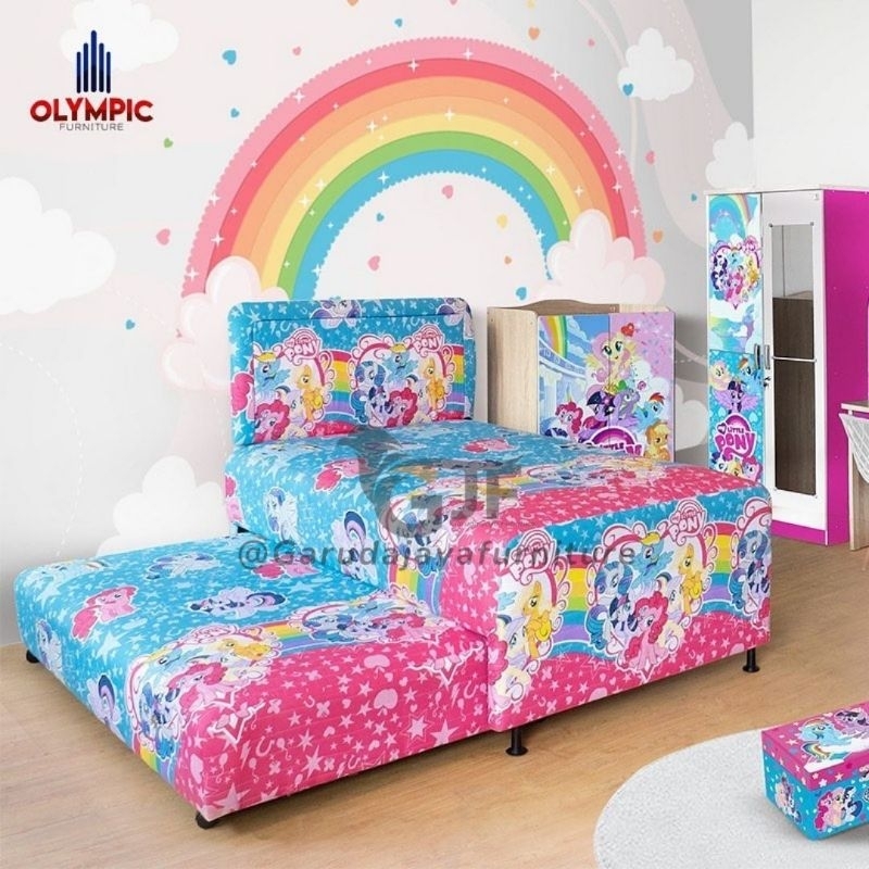 SPRING BED ANAK 2IN1 LITTLE PONY / KASUR TIDUR ANAK PEREMPUAN KARAKTER LITTLE PONY/ 2IN1 OLYMPIC/BED