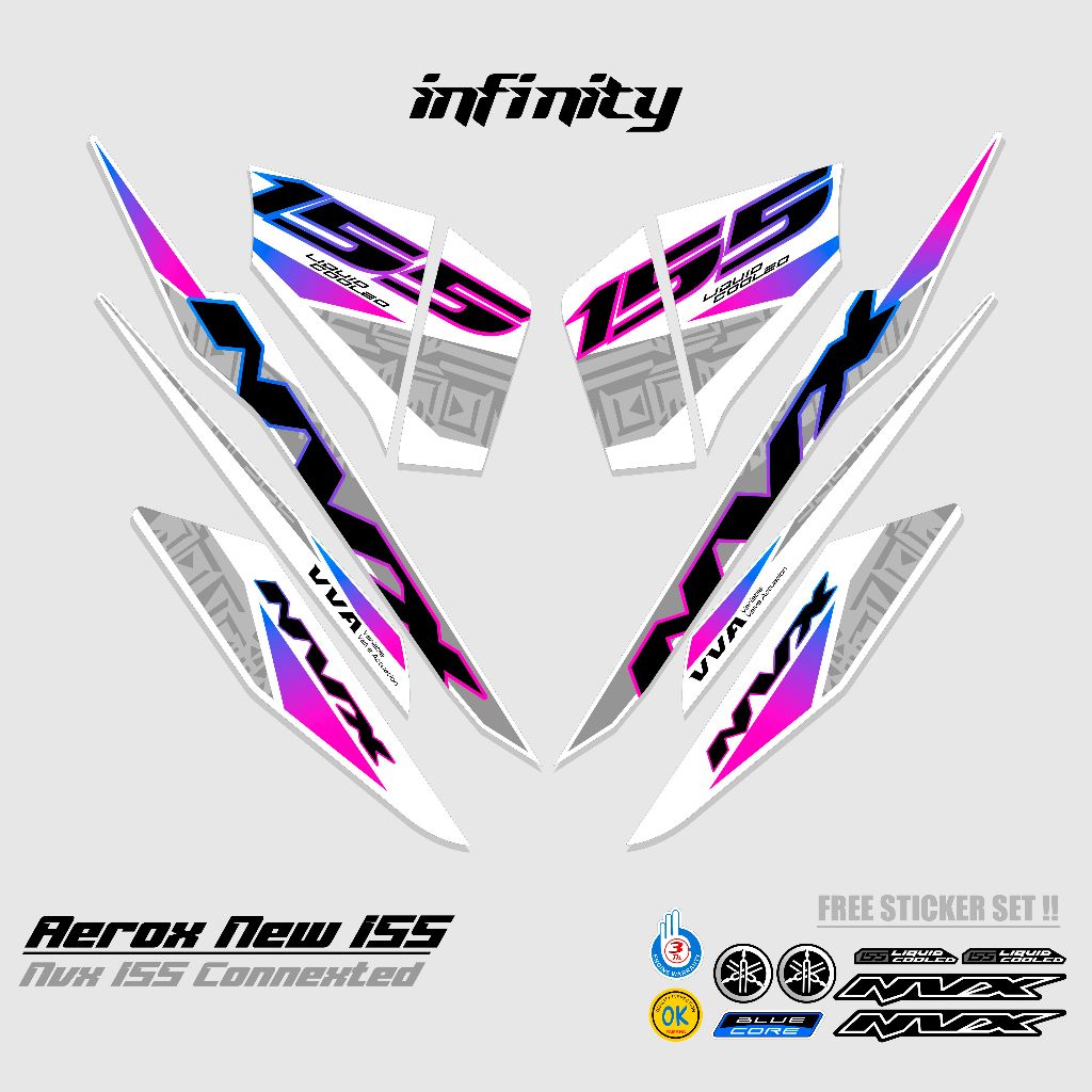 STRIPING AEROX 155 NEW CONNECTED MOTIF 26 / COMBO COLOR / DASAR HITAM / STIKER AEROX 155 CONNECTED /