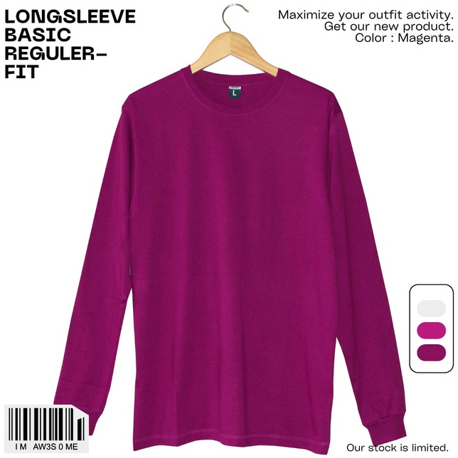 Trend  KAOS POLOS LENGAN PANJANG MAGENTA PRIA WANITA BAHAN COTTON  XL
