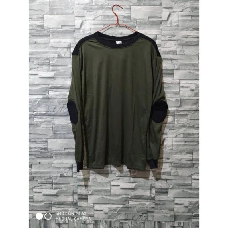 KAOS HIJAU ARMY LENGAN PANJANG KOMBINASI HITAM