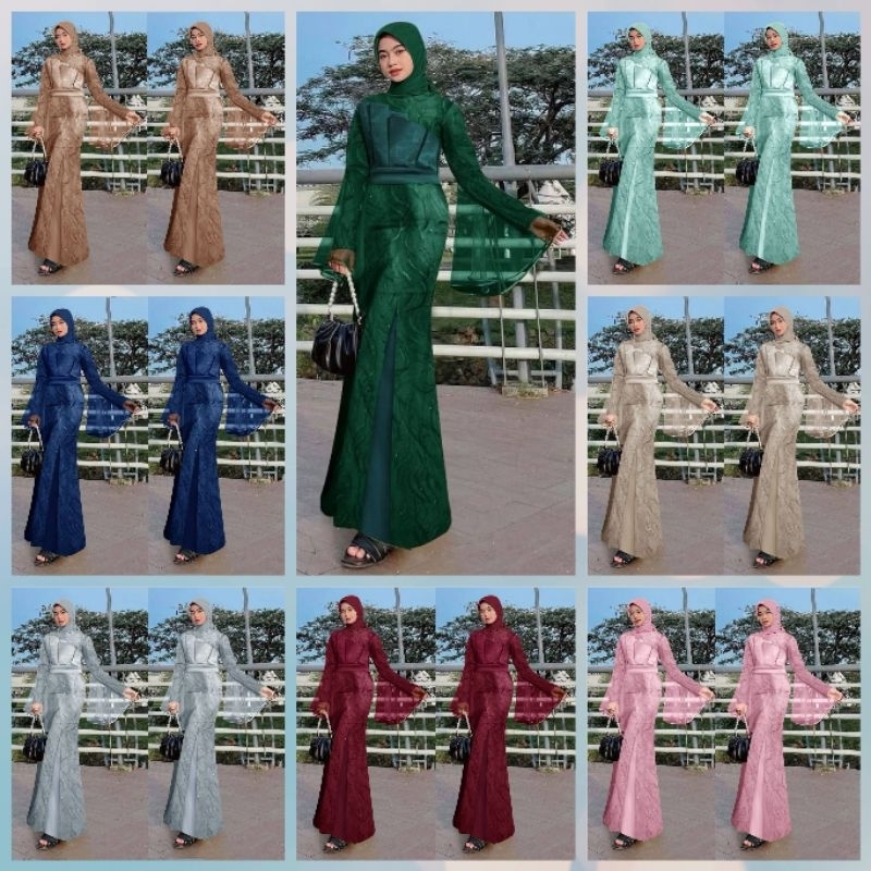 (NEW) ANARA Dress - Baju Gamis Dress Maxi Maxy Full Brukat Brokat FREE HIJAB Remaja Wanita Ibu Musli