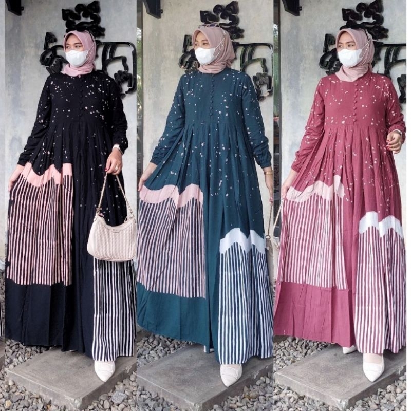 (BISA COD)GAMIS GRADASI RESLETING BEST SELLER ORI BY HAYNABATIK GAMIS GRADASI RESLETING JUMBO GAMIS 
