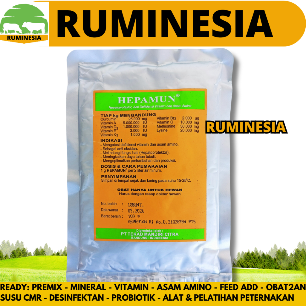 HEPAMUN 100 GRAM - Hepatoprotektor Curcuma Asam Amino Perbaiki Fungsi Hati Ternak Ayam Unggas - Vita