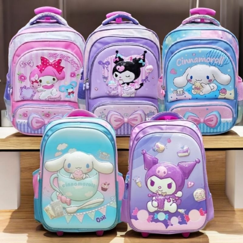 tas troli anak kuromi sanrio tas dorong cinnamoroll tas koper anak sekolah melody perempuan import