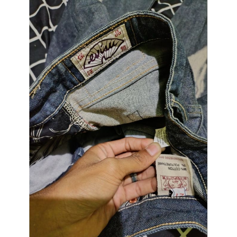celana evisu denim Salvedge big logo