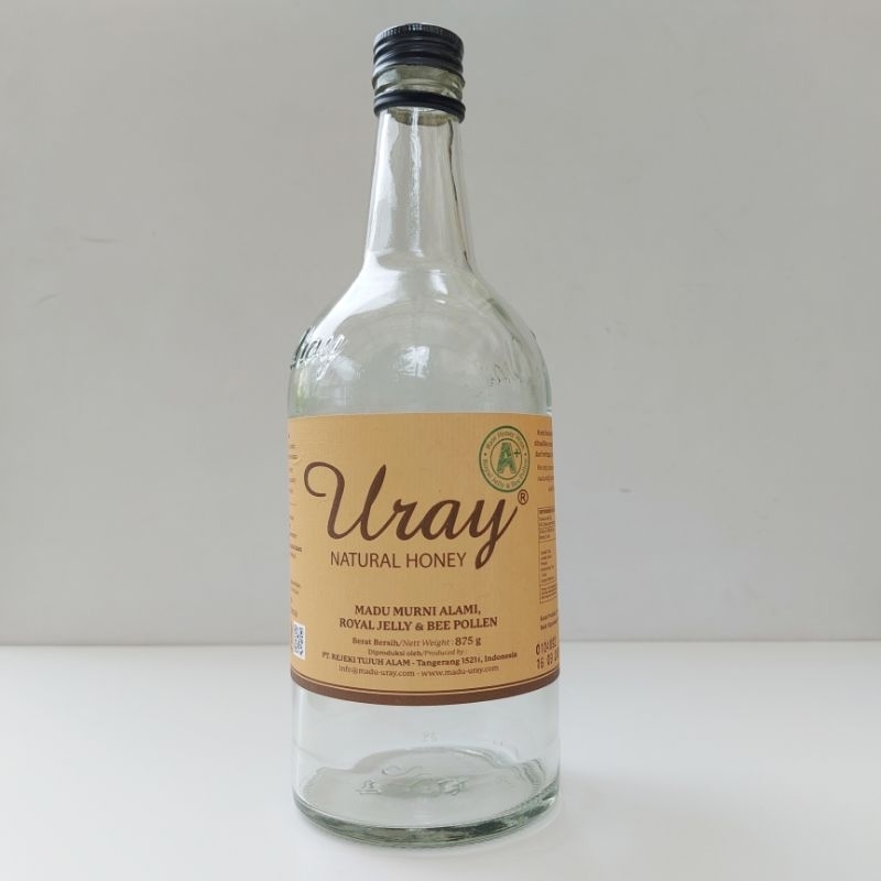 Botol Kaca Kosong Bekas Madu Uray (Dengan Tutup) 875gr