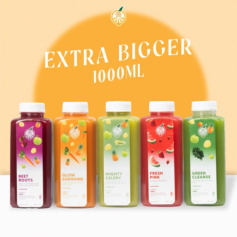 

fresh juice 1000 ml pressed cold juice pure 100% buah dan sayuran