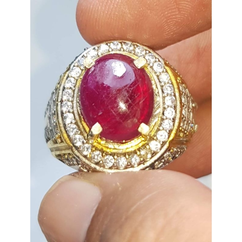 Natural Ruby Pigeon Blood Mozambique Ring Diraf Double plat Size 18