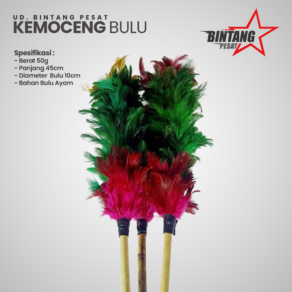 Kemoceng Bulu Ayam Asli Warna Warni Tebal