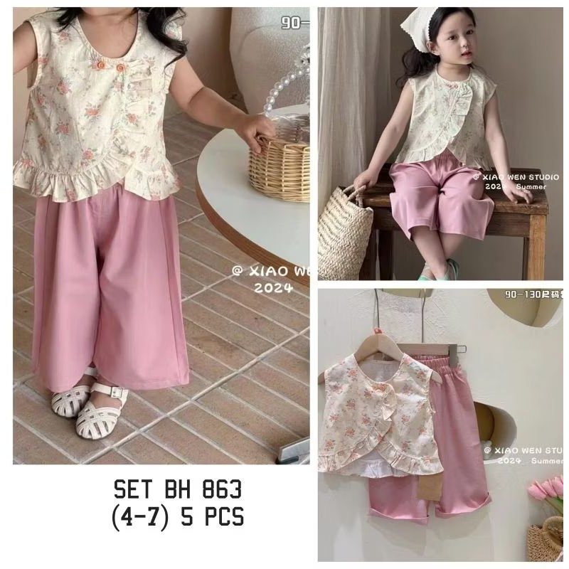 st. anak perempuan motif bunga/ celana kulot