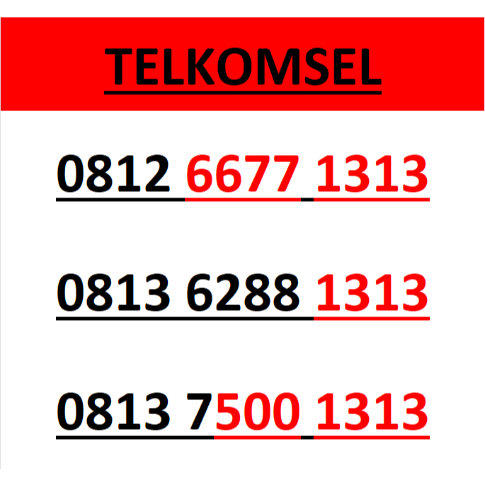 Nomor cantik simpati telkomsel seri abab 1313 murah lengkap w800