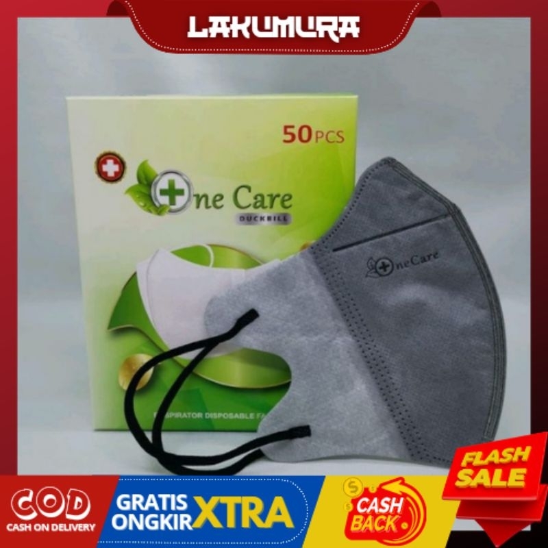 MASKER DUCKBILL ONE CARE 4 PLY ABU-ABU ORIGINAL DISPOSABLE FACE MASK ISI 50 PCS