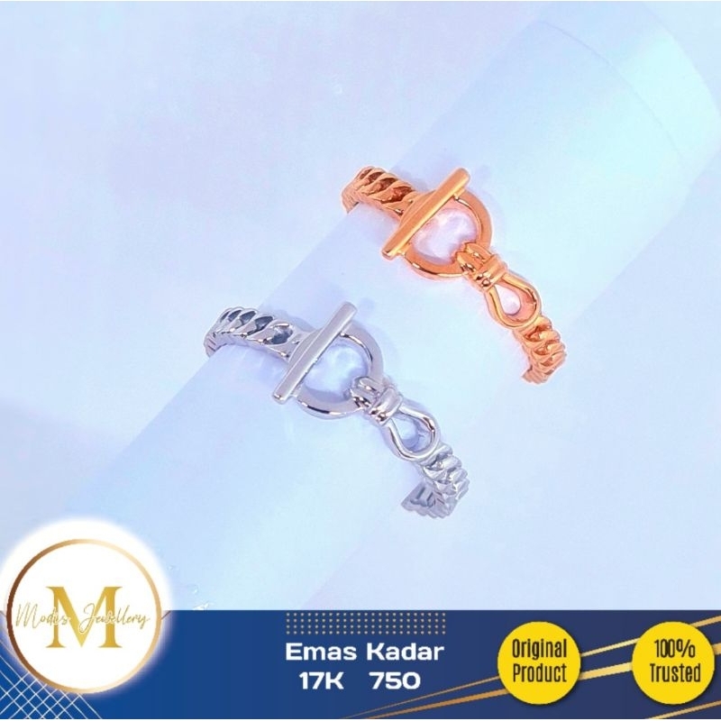 MODIS JEWELLERY - Cincin Italy Sisik Naga Hollow Putih Rosegold - Emas 18k 750