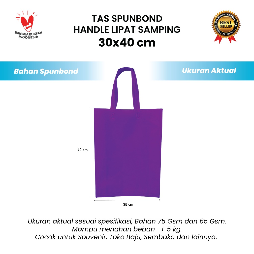 

Tas Spunbond FMB Handle Lipat Samping 30x40 (75 Gsm dan 65 Gsm) - Spunbond Goodie Bag Polos