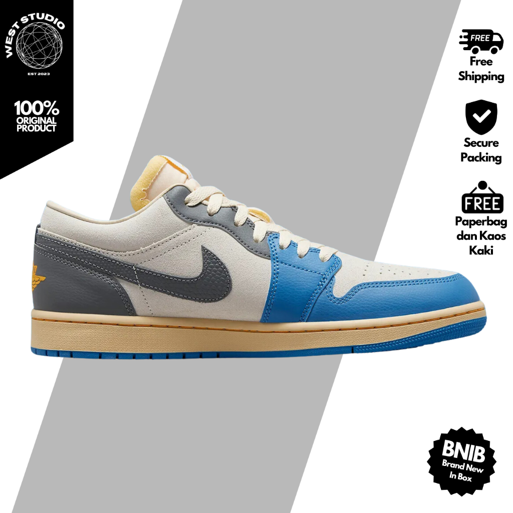Nike Air Jordan 1 Low SE Tokyo Vintage UNC Grey 100% Original BNIB