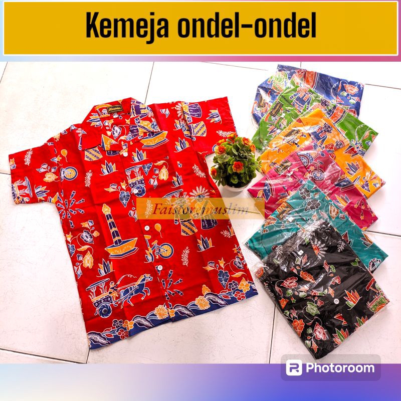 Seragam Sekolah Batik ondel ondel  lengan pendek/Kemeja Batik ondel ondel sekolah anak SD