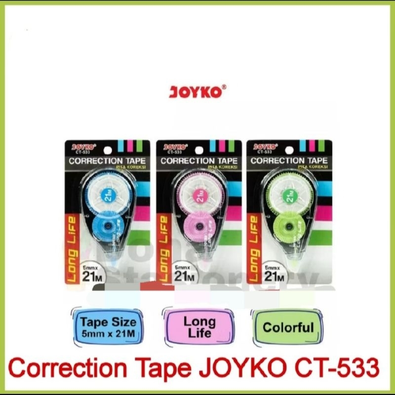 

Correction Tape|Tipx rol|Tip-xkering|Tip-x|Correction Tape JoykoCT533(21meter)|Tip-x roll besar