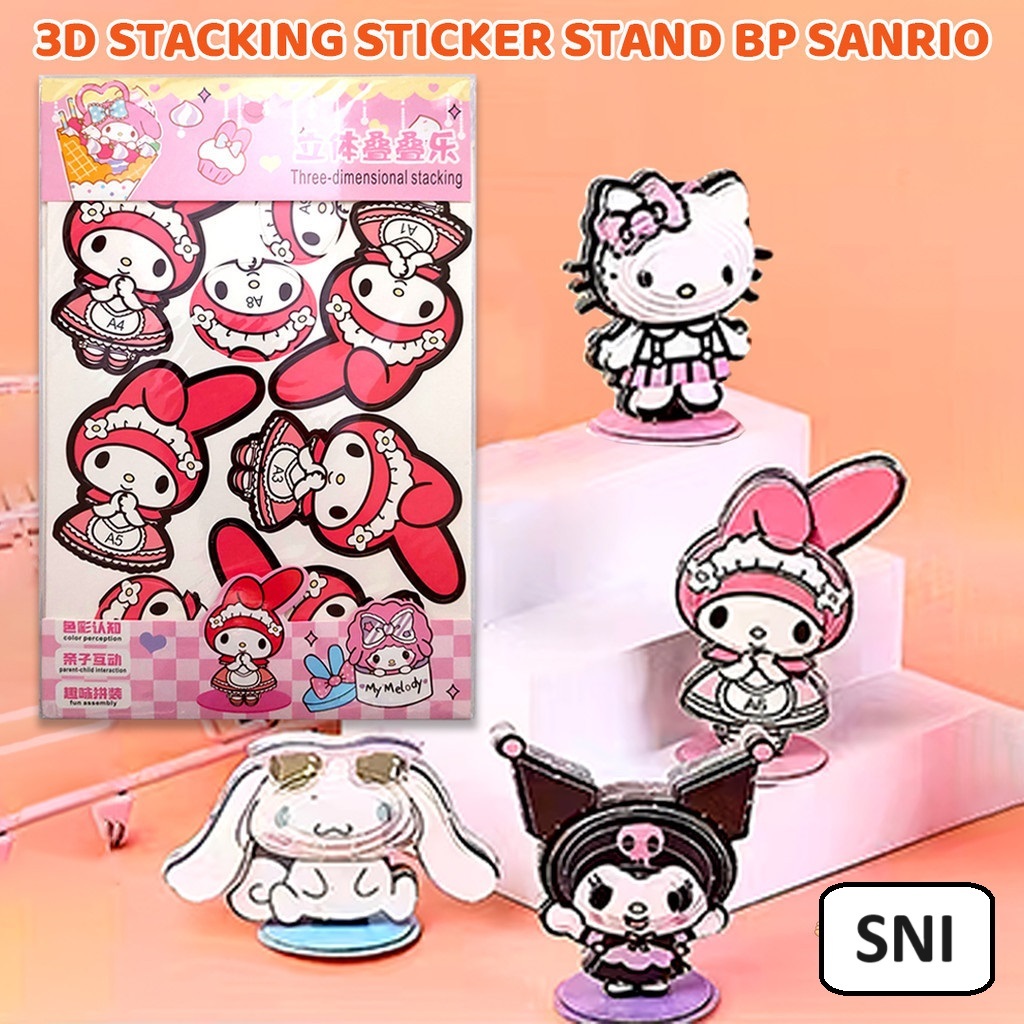 

3D Stacking Sticker Stand BP Sanrio Stiker DIY Susun Karakter Edukasi Dekorasi