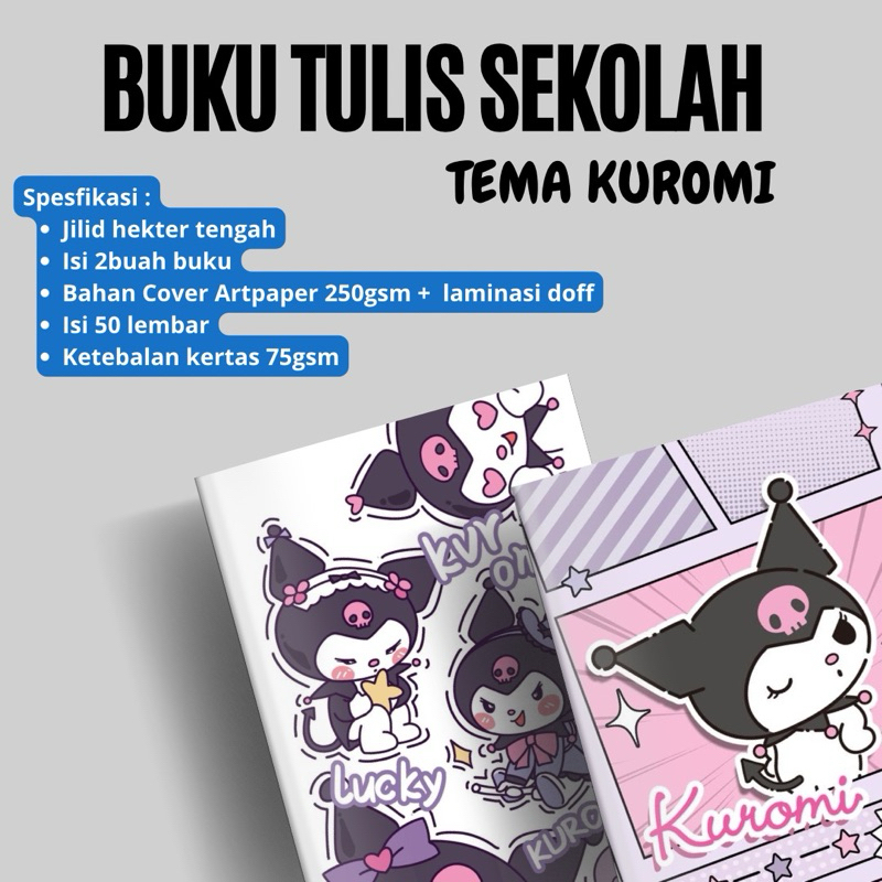 

Buku Tulis Sekolah Desain Kuromi Isi 2pcs