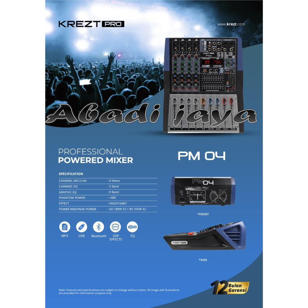 Power Mixer KREZT PM04 / PM 04 Power Mixer 4 CHannel KREZT PM04 - GARANSI RESMI 1 TAHUN