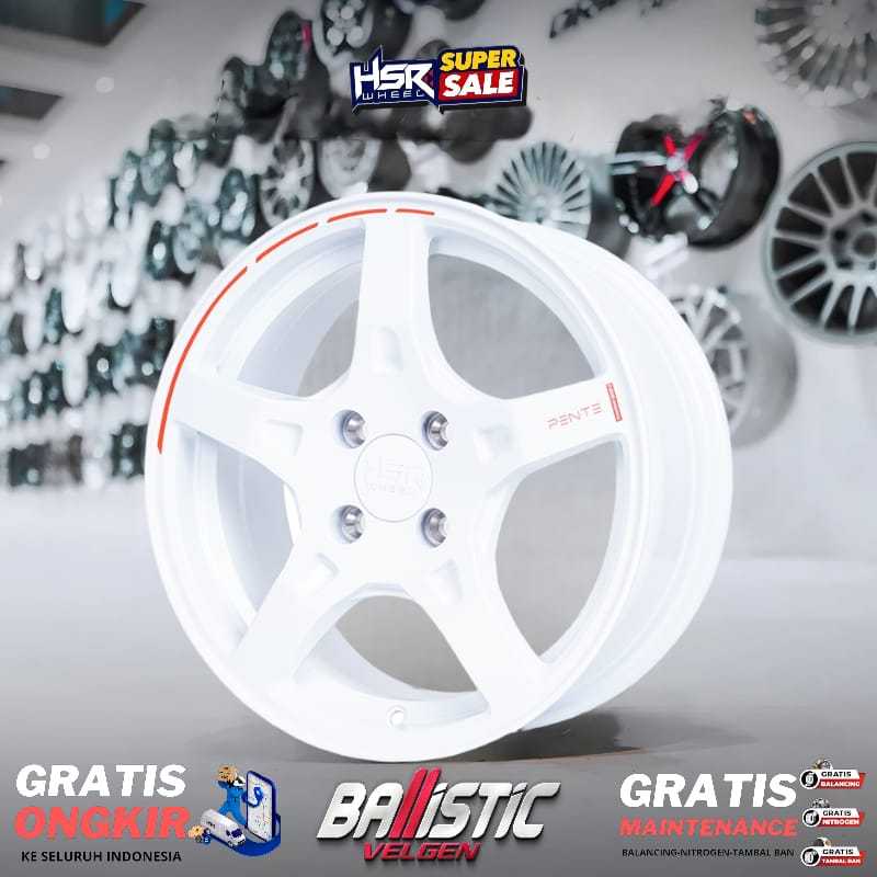 Velg Racing Mobil Model Palang 5/Bintang Ring 15 Lubang Baut 4X100 Harga PROMO Original HSR Wheel