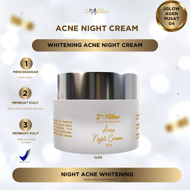 J-GLOW - Acne Night Cream Vit E Membantu Menghilangkan Jerawat - 12,5 g