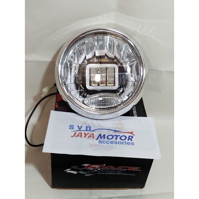 HEADLAM REFLEKTOR LAMPU DEPAN MODEL CROM  + LAMPU DAYMAKER PNP NINJA RX KING VIXION