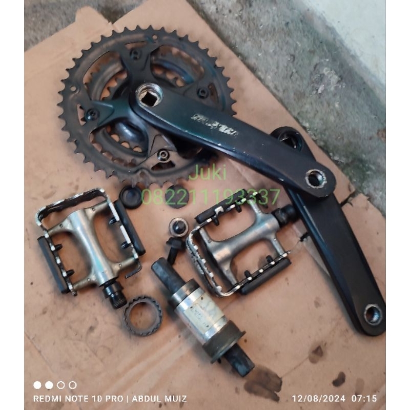crank sr suntour 3 speed plus bb dan pedal