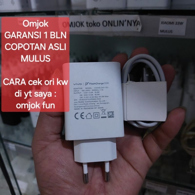 Charger Vivo copotan Y100 Original 44Watt Asli bawaan tipe C flash charger