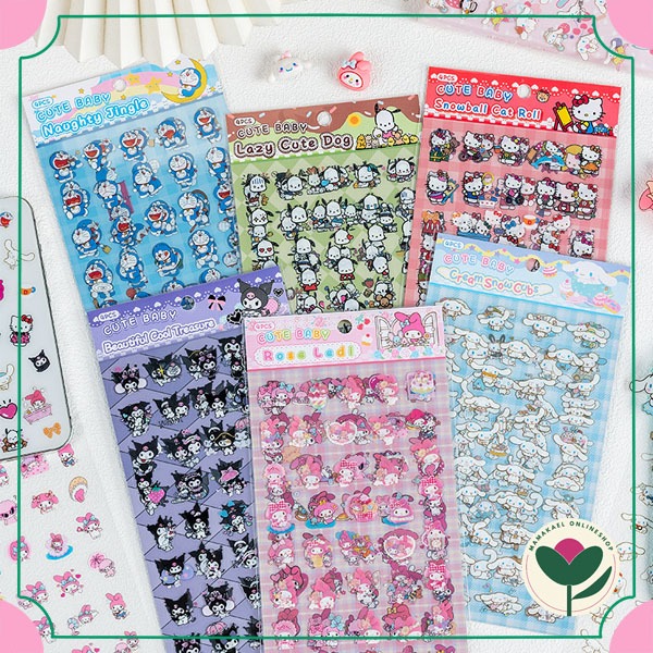 

1 set isi 4 lembar sticker karakter cute deco stiker lucu doraemon melody kuromi MK1773