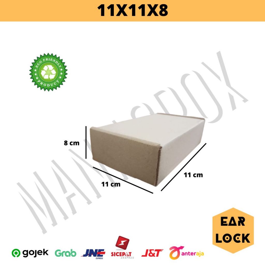 

kardus earlock ukuran 11x11x8 cm model earlock polos coklat luar dalam