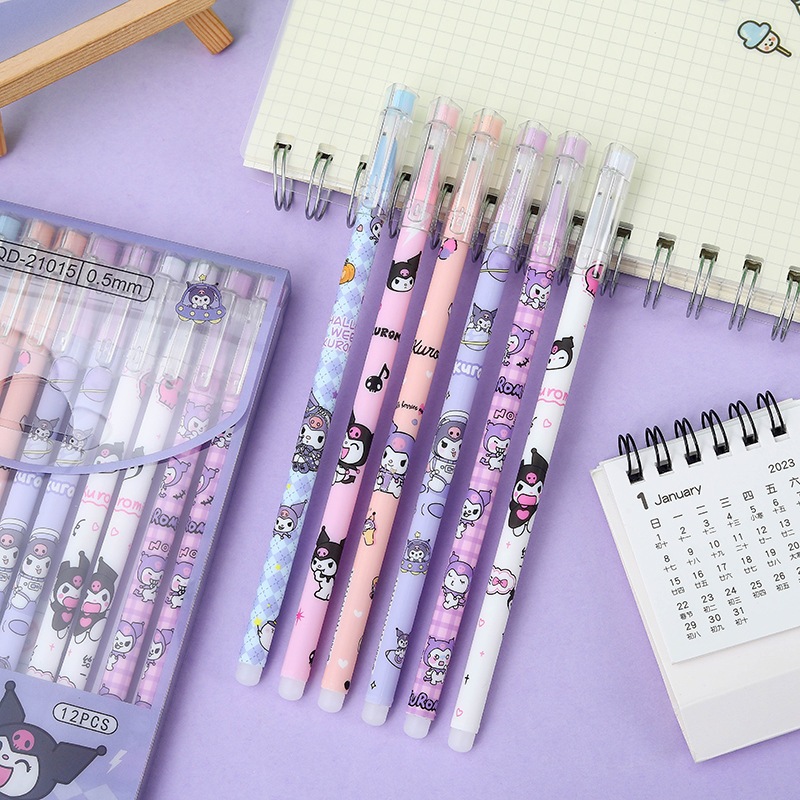 

CAPY STORE / pulpen hitam gel Korumi set isi 12 pcs / Pen karakter korumi sanrio import / Pulpen bisa di hapus 0.5 mm