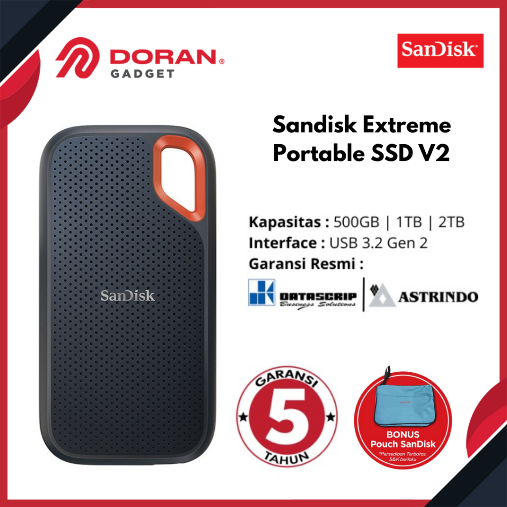 SSD Eksternal Sandisk 2TB E61 - Portable SSD Sandisk 2TB - SSD External 2TB - Garansi Resmi 5 Tahun