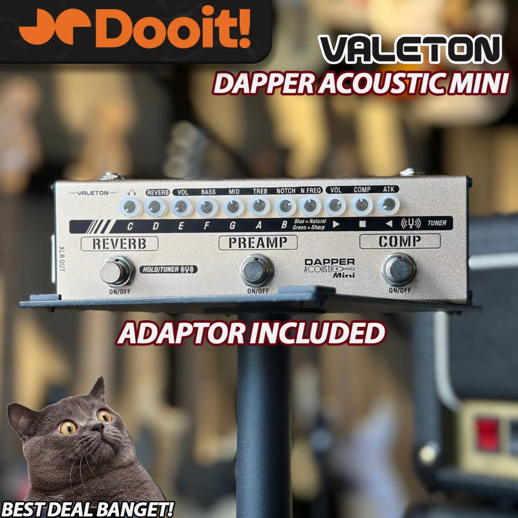 Valeton Dapper Mini Acoustic Multi Effect Analog Strip Efek Preamp Reverb Compressor Gitar Akustik