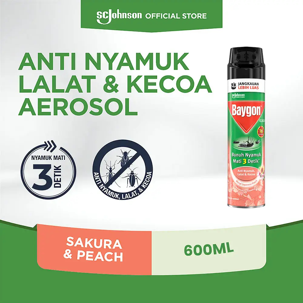 baygon anti nyamuk & kecoa sakura & peach